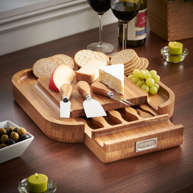 VonShef 5 Piece Bamboo Cheese Board and Knife Set & Reviews Wayfair